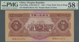 China: Peoples Republic 5 Yuan 1953 P. 869a In Condition: PMG Graded 58 Choice AUNC NET. - Cina