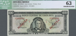 Costa Rica: 100 Colones ND(1966) Specimen P. 234s, ICG Graded 63 UNC. - Costa Rica