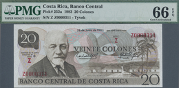 Costa Rica: 20 Colones 1983 P. 252a TYVEK Issue, Low Serial Z0000311, PMG Graded 66 GEM UNC EPQ. - Costa Rica