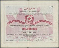 Croatia / Kroatien: 100.000.000 Lira 1943 P. S133, Used With Folds, Minor Center Hole, No Tears, Con - Croatie