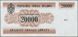 Croatia / Kroatien: Serbian Republic Krajina 20.000 Dinara ND(1991), P.RA2 (not Issued), Rare Bankno - Kroatië