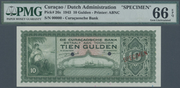 Curacao: 10 Gulden 1943 SPECIMEN, P.26s In Perfect Condoition, PMG Graded 66 Gem Uncirculated EPQ - Altri – America