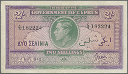 Cyprus / Zypern: 2 Shillings 1942 P. 21, Light Folds In Paper, Probably Dry Pressed But Still Crispn - Cipro