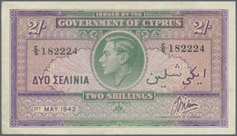 Cyprus / Zypern: 2 Shillings 1942 P. 21, Light Folds In Paper, Probably Dry Pressed But Still Crispn - Zypern