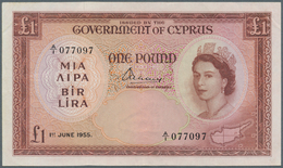 Cyprus / Zypern: 1 Pound 1955, P.35, Very Nice And Attractive Note, Bright Colors And Crisp Paper, V - Cipro