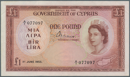Cyprus / Zypern: 1 Pound 1955, P.35, Very Nice And Attractive Note, Bright Colors And Crisp Paper, V - Chypre
