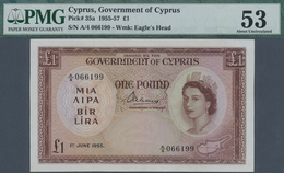 Cyprus / Zypern: 1 Pound 1955, P.35a In Almost Perfect Condition With A Tiny Dint At Upper Right And - Chypre