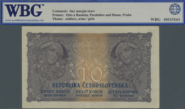 Czechoslovakia / Tschechoslowakei: 10 Korun 1919 P. 8b, Graded By World Banknote Grading As 53 AUNC. - Czechoslovakia