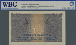 Czechoslovakia / Tschechoslowakei: 10 Korun 1919 P. 8b, Graded By World Banknote Grading As 53 AUNC. - Tchécoslovaquie