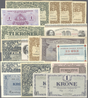 Denmark  / Dänemark: Set Of 63 Banknotes Containing 1 Kroner 1920 P. 12e (UNC), 5 Kroner 1942 P. 30h - Danimarca
