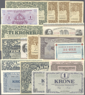 Denmark  / Dänemark: Set Of 63 Banknotes Containing 1 Kroner 1920 P. 12e (UNC), 5 Kroner 1942 P. 30h - Denmark