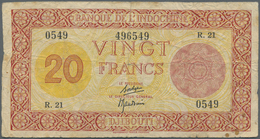 Djibouti / Dschibuti: 20 Francs ND(1945) P. 15, Palestine Print, Several Folds And Creases In Paper, - Gibuti