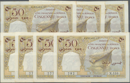 Djibouti / Dschibuti: Set Of 8 Banknotes 50 Francs ND P. 25 All From The Same Bundles With Serial Nu - Gibuti