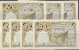 Djibouti / Dschibuti: Set Of 8 Banknotes 50 Francs ND P. 25 All From The Same Bundles With Serial Nu - Dschibuti