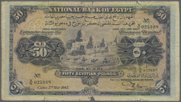 Egypt / Ägypten: National Bank Of Egypt 50 Pounds May 2nd 1945, P.15c With Signature: Nixon, Well Wo - Egypt