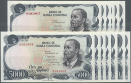 Equatorial Guinea / Äquatorialguinea: Set Of 13 CONSECUTIVE Banknotes 5000 Bipkwele 1979 P. 17 From - Guinea Equatoriale