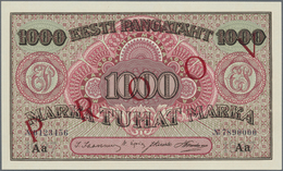 Estonia / Estland: 1000 Marka ND(1922) Specimen Proof P. 59sp, Front And Back Seperately Printed Wit - Estland