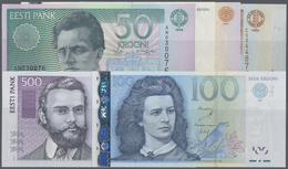 Estonia / Estland: Set With 7 Banknotes 2 Krooni 2007 P.85b (UNC), 5 Krooni 1994 P.76 (UNC), 10 Kroo - Estonia