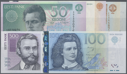 Estonia / Estland: Set With 7 Banknotes 2 Krooni 2007 P.85b (UNC), 5 Krooni 1994 P.76 (UNC), 10 Kroo - Estonie
