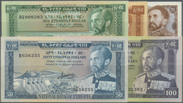 Ethiopia / Äthiopien: Set With 5 Banknotes Comprising 1 Dollar ND(1966) P.25 (UNC), 5 Dollars ND(196 - Etiopia