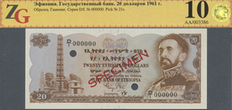 Ethiopia / Äthiopien: 20 Dollars 1961 SPECIMEN In Perfect Condition, ZG Graded 66 GUnc - Etiopia