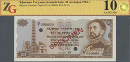 Ethiopia / Äthiopien: 20 Dollars 1961 SPECIMEN In Perfect Condition, ZG Graded 66 GUnc - Ethiopia