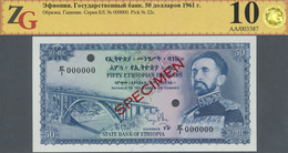 Ethiopia / Äthiopien: 50 Dollars 1961 SPECIMEN, P.22s In Perfect Condition, ZG Graded 68 GUnc - Ethiopia