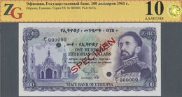 Ethiopia / Äthiopien: 100 Dollars 1961 SPECIMEN, P.23s In Perfect Condition, ZG Graded 68 GUnc - Etiopia