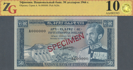 Ethiopia / Äthiopien: 50 Dollars 1966 SPECIMEN, P.28s In Perfect Condition, ZG Graded 67 GUnc - Ethiopia