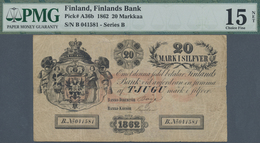 Finland / Finnland: 20 Markkaa 1862 P. A36b, Rare Note, PMG Graded 15 Choice Fine NET. - Finlandia