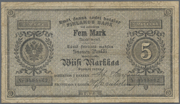 Finland / Finnland: 5 Markkaa 1878, P.A43b, Highly Rare Note With Many Handling Traces Like Folds An - Finlandia