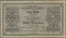 Finland / Finnland: 5 Markkaa 1878, P.A43b, Highly Rare Note With Many Handling Traces Like Folds An - Finnland