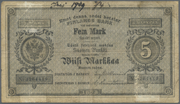 Finland / Finnland: 5 Markkaa 1878 P. A43b, Used With Strong Vertical And Horizontal Folds, Tiny Cen - Finlandia