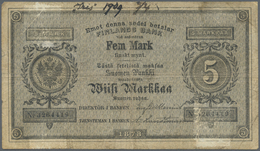 Finland / Finnland: 5 Markkaa 1878 P. A43b, Used With Strong Vertical And Horizontal Folds, Tiny Cen - Finnland