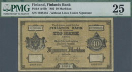 Finland / Finnland: 10 Markkaa 1882, P.A46b Without Lines Under Signature, Stained Paper With Severa - Finlandia