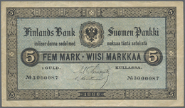Finland / Finnland: 5 Markkaa 1886, P.A50b, Very Nice Note With Strong Paper And Bright Colors, Some - Finlandia