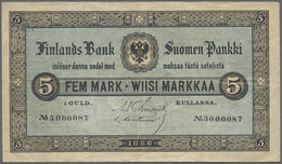 Finland / Finnland: 5 Markkaa 1886, P.A50b, Very Nice Note With Strong Paper And Bright Colors, Some - Finland