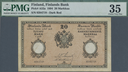 Finland / Finnland: 20 Markkaa 1894, P.A52a,  Very Nice And Attractive Note With Lightly Toned Paper - Finlandia