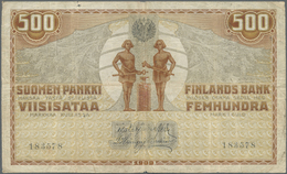 Finland / Finnland: 500 Markkaa 1909 P. 23, Used With Folds And Creases, Small Holes In Paper, No Re - Finlandia