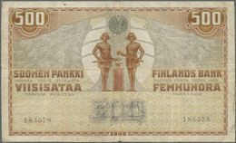 Finland / Finnland: 500 Markkaa 1909 P. 23, Used With Folds And Creases, Small Holes In Paper, No Re - Finlande