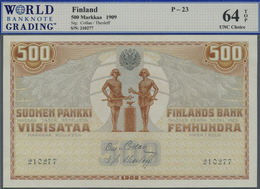 Finland / Finnland: 500 Markkaa 1909, P.23 In Perfect Condition, WBG Grading 64 UNC Choice TOP - Finlandia