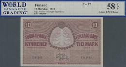 Finland / Finnland: 10 Markkaa 1918, P.37, Almost Perfect Condition, WBG Grading 58 About UNC Choice - Finlandia