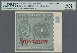 Finland / Finnland: 100 Markkaa ND(1948) SPECIMEN P.88s, Previously Mounted And Tiny Missing Part At - Finlandia