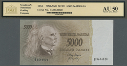 Finland / Finnland: 5000 Markkaa 1955, Almost Perfect Condition With Tiny Spots, NNGC Grading 50 AU - Finnland