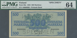 Finland / Finnland: 500 Markkaa 1956 Specimen P. 96s, PMG Graded 64 Choice UNC. - Finland