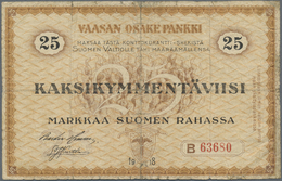 Finland / Finnland: 25 Markkaa Suomen Rahassa 1918, P.S111, Seldom Offered Banknote With Several Ver - Finlandia