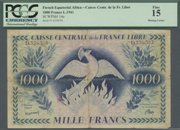 French Equatorial Africa / Französisch-Äquatorialafrika: Rare 1000 Francs L.1941 P. 14a, PCGS Graded - Guinea Equatoriale