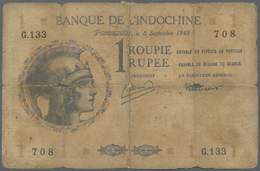 French Guiana / Französisch-Guayana: 1 Rupee 1945 P. 4, Used With Strong Center And Horizontal Folds - Guyane Française