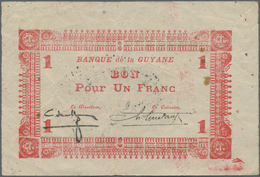 French Guiana / Französisch-Guayana: Banque De La Guyane 1 Franc ND(1942), P.11, Several Folds And C - French Guiana