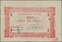 French Guiana / Französisch-Guayana: Banque De La Guyane 1 Franc ND(1942), P.11, Several Folds And C - Französich-Guyana